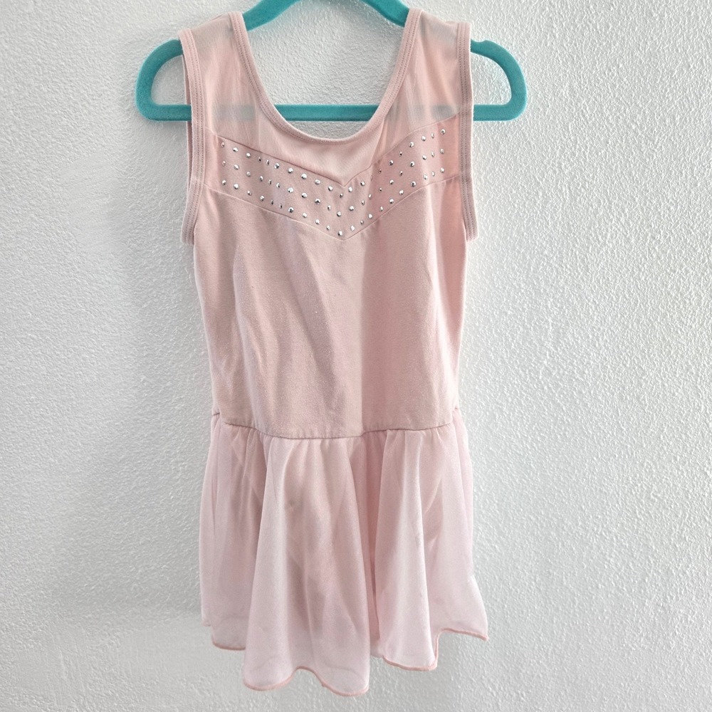 Cat & Jack‎ Girls Pink Rhinestone Mesh Leotard Dance Dress Size M 7/8
